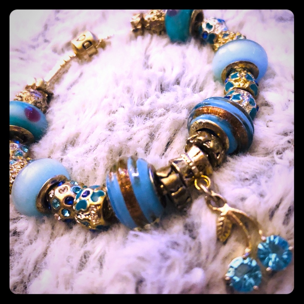 “Blue Cherries” Charm Bracelet